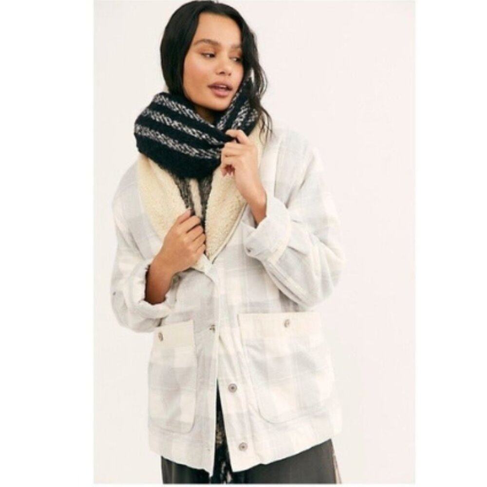 Free People Woodlands Plaid Sherpa Jacket